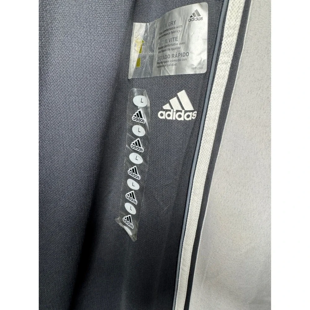 Adidas Mens Training Pants Charcoal Grey White Stripe Quick Dry Large NWT